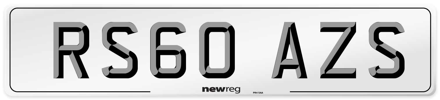 RS60 AZS Number Plate from New Reg
